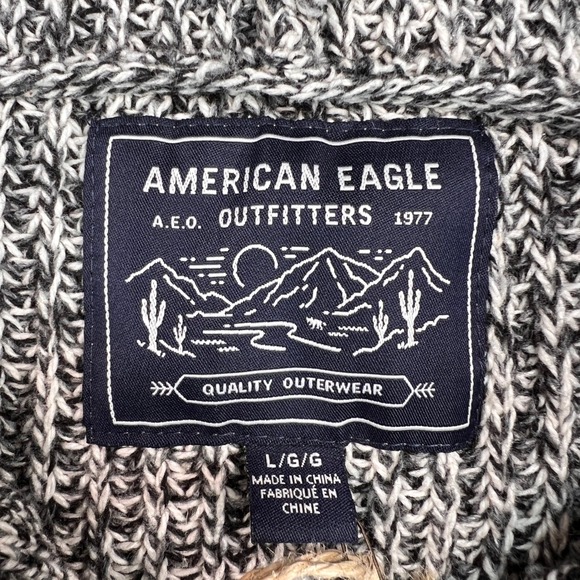 American Eagle Baja Sweater Hoodie Men Large Heather Gray Cozy Surf Lounge NEW - Picture 5 of 12